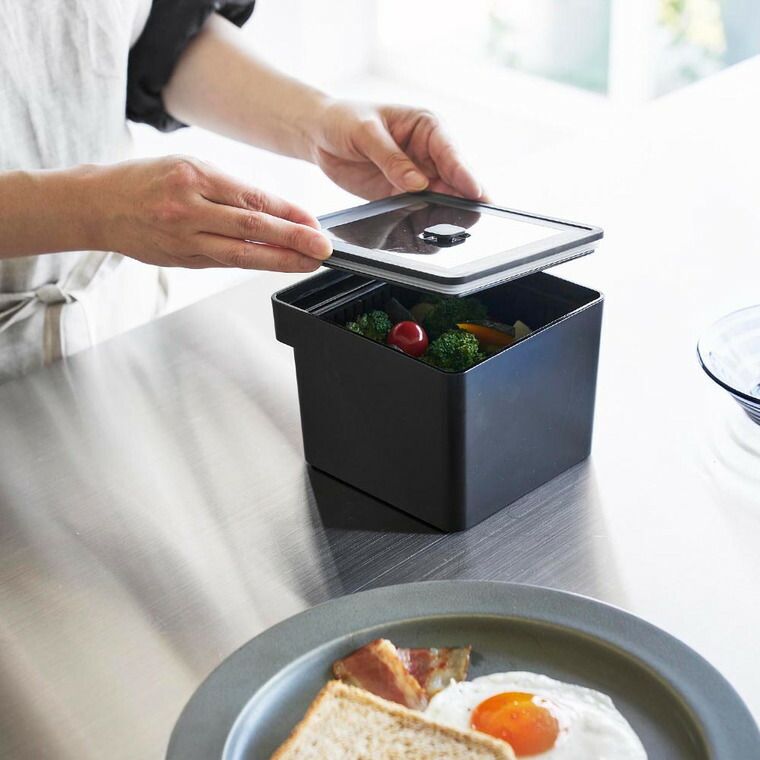 電子レンジ・食洗機対応 ザル付き保存容器 タワー 山崎実業 公式 tower 1.3L 1777 1778 ホワイト ブラック