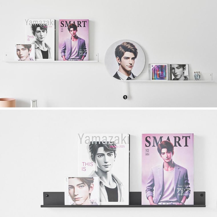 ウォール推し活ラック タワー 石こうボード壁対応 山崎実業 公式 tower 3744 3745 ホワイト ブラック