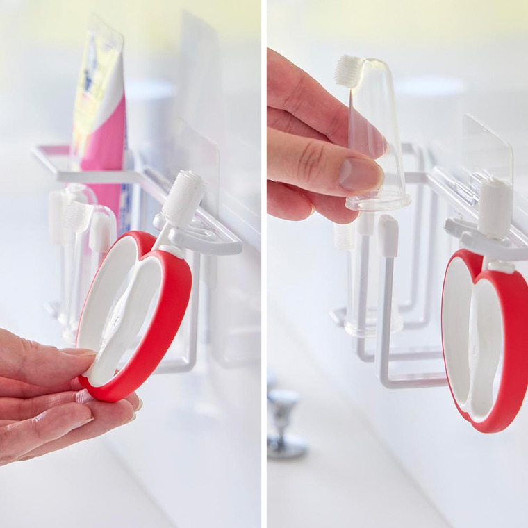 フィルムフックベビー用歯磨きセットホルダー タワー 山崎実業 公式 tower ホワイト ブラック 8472 8473