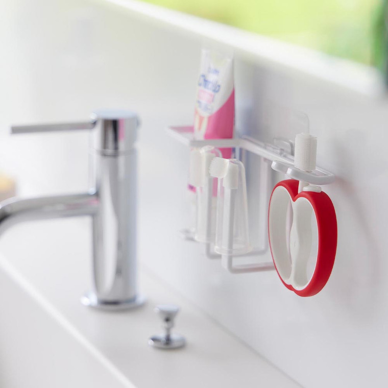 フィルムフックベビー用歯磨きセットホルダー タワー 山崎実業 公式 tower ホワイト ブラック 8472 8473