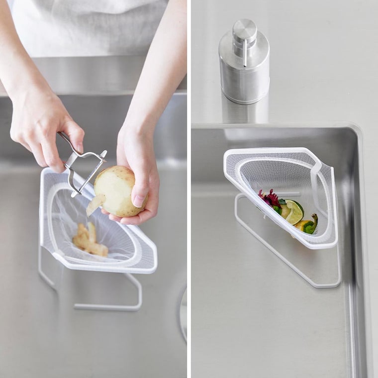 水切りネットが付けられる三角コーナー タワー 山崎実業 公式 tower キッチン 1555 1556 ホワイト ブラック