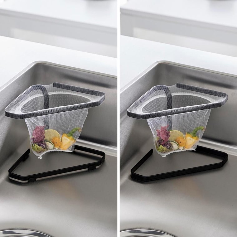 水切りネットが付けられる三角コーナー タワー 山崎実業 公式 tower キッチン 1555 1556 ホワイト ブラック