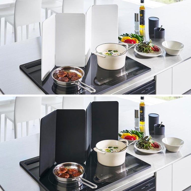 マグネットレンジガード タワー 4枚パネル 山崎実業 tower 1456 1457 ホワイト ブラック / IHクッキングヒーター専用 送料無料