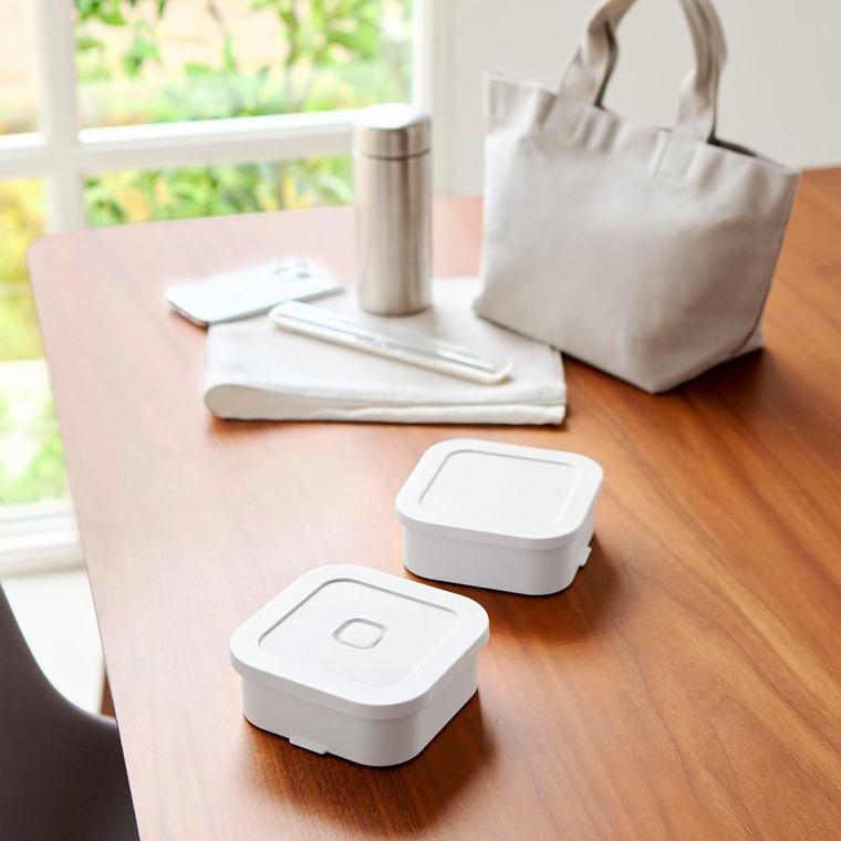 冷凍ごはん容器&バルブ付き密閉ランチボックスセット タワー 山崎実業 公式 tower 1365 1366 ホワイト ブラック / 弁当箱 2段 電子レンジ 冷凍庫 食洗機 OK ザル付き