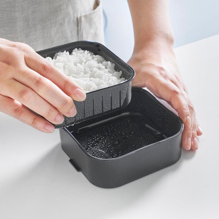 冷凍ごはん容器&バルブ付き密閉ランチボックスセット タワー 山崎実業 公式 tower 1365 1366 ホワイト ブラック / 弁当箱 2段 電子レンジ 冷凍庫 食洗機 OK ザル付き