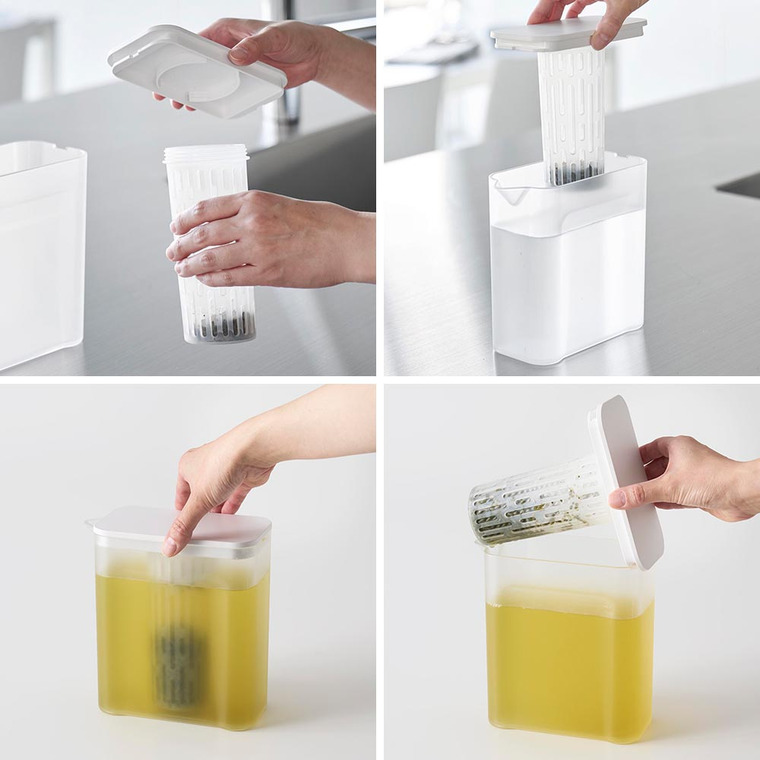 棚に入れられる冷水筒 タワー 1L 山崎実業 公式 tower キッチン 1690 1691 ホワイト ブラック / 1.0L ピッチャー 冷蔵庫内 収納