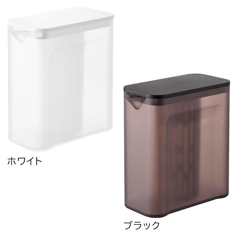 棚に入れられる冷水筒 タワー 1L 山崎実業 公式 tower キッチン 1690 1691 ホワイト ブラック / 1.0L ピッチャー 冷蔵庫内 収納