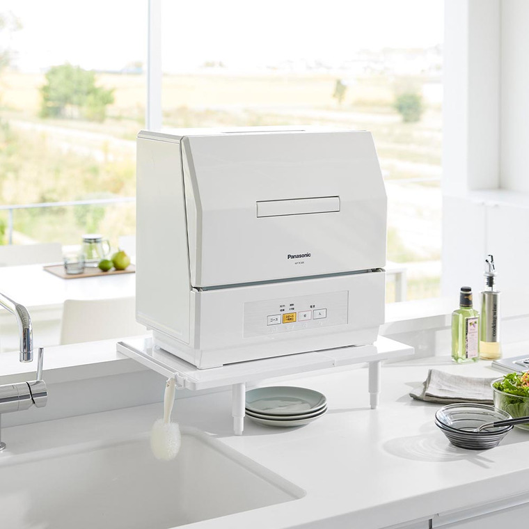 カウンターに載せられる伸縮食洗機ラック タワー ロータイプ 山崎実業 公式 tower 5303 5304 ホワイト ブラック 送料無料