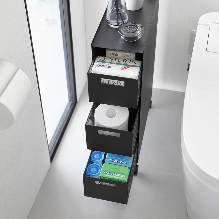 収納バスケットワゴン タワー 3段 山崎実業 公式 tower 10015 10016 ホワイト ブラック 送料無料