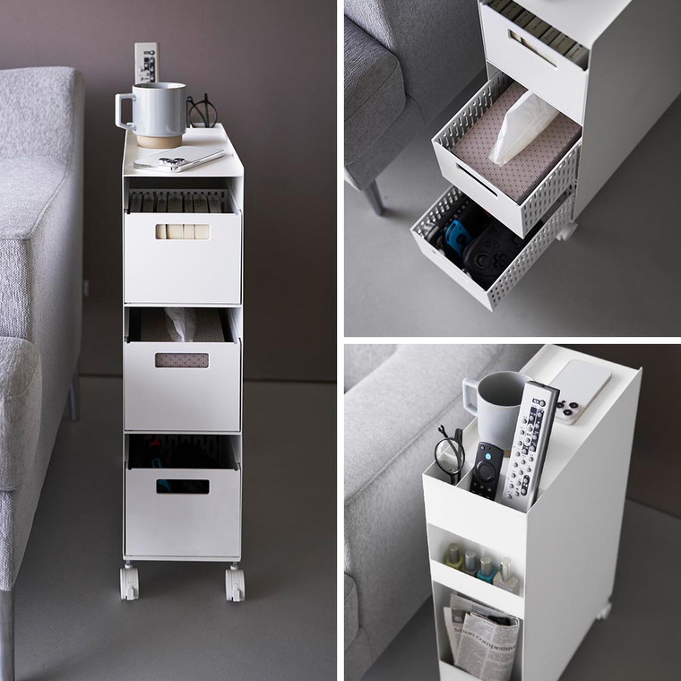 収納バスケットワゴン タワー 3段 山崎実業 公式 tower 10015 10016 ホワイト ブラック 送料無料