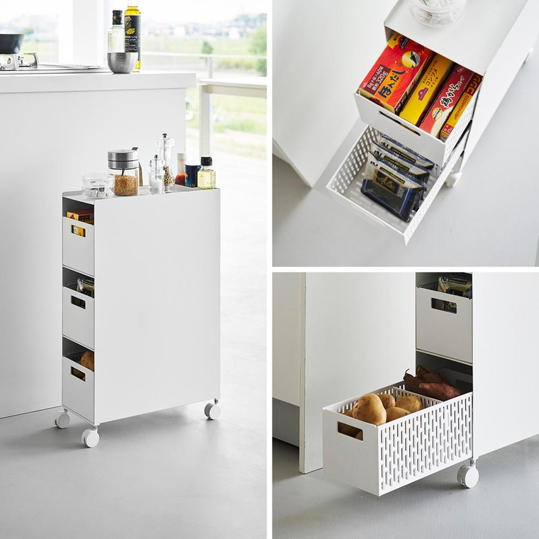 収納バスケットワゴン タワー 3段 山崎実業 公式 tower 10015 10016 ホワイト ブラック 送料無料