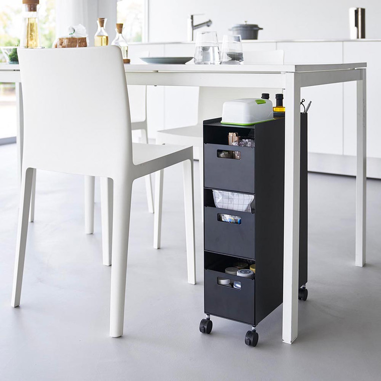 収納バスケットワゴン タワー 3段 山崎実業 公式 tower 10015 10016 ホワイト ブラック 送料無料