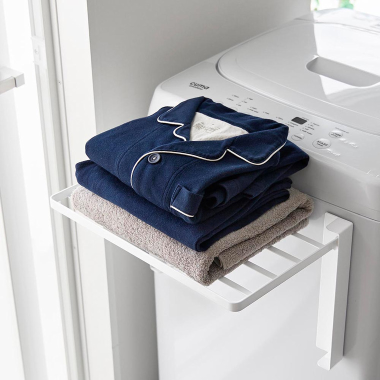 使いやすい高さに開くマグネット洗濯機横折り畳み棚 タワー 山崎実業 公式 tower 10019 10020 ホワイト ブラック 送料無料