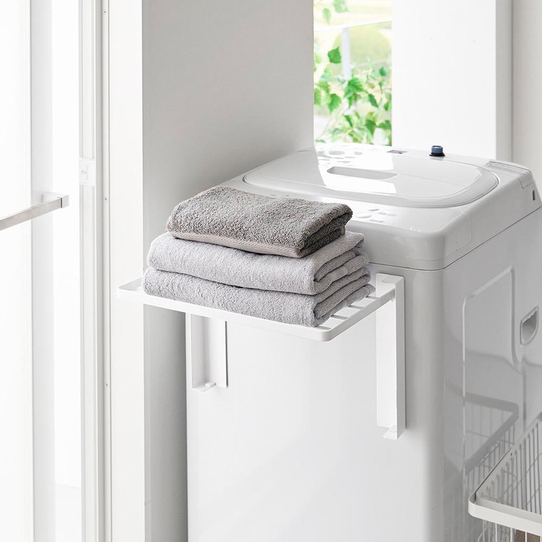 使いやすい高さに開くマグネット洗濯機横折り畳み棚 タワー 山崎実業 公式 tower 10019 10020 ホワイト ブラック 送料無料