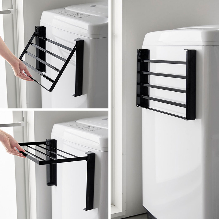 使いやすい高さに開くマグネット洗濯機横折り畳み棚 タワー 山崎実業 公式 tower 10019 10020 ホワイト ブラック 送料無料