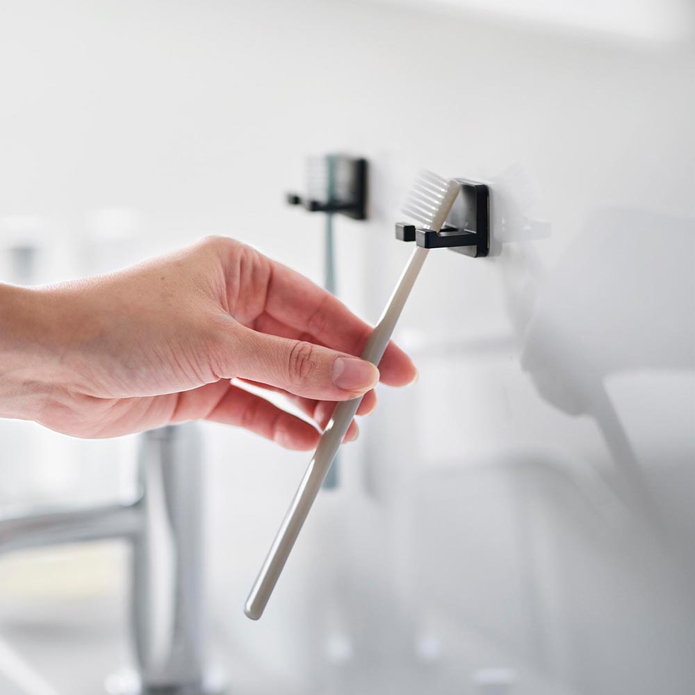 フィルムフック歯ブラシホルダー タワー シングル 2個組 山崎実業 tower 10033 10034 ホワイト ブラック