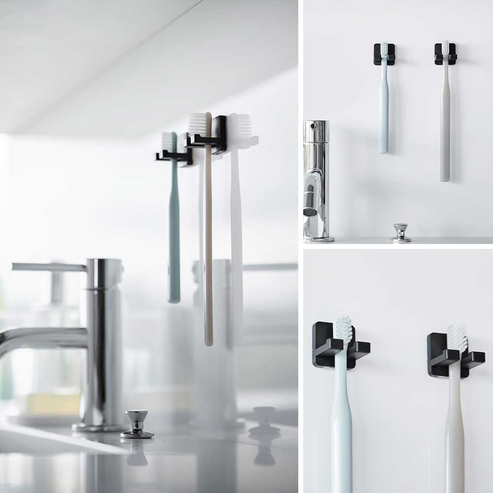 フィルムフック歯ブラシホルダー タワー シングル 2個組 山崎実業 tower 10033 10034 ホワイト ブラック