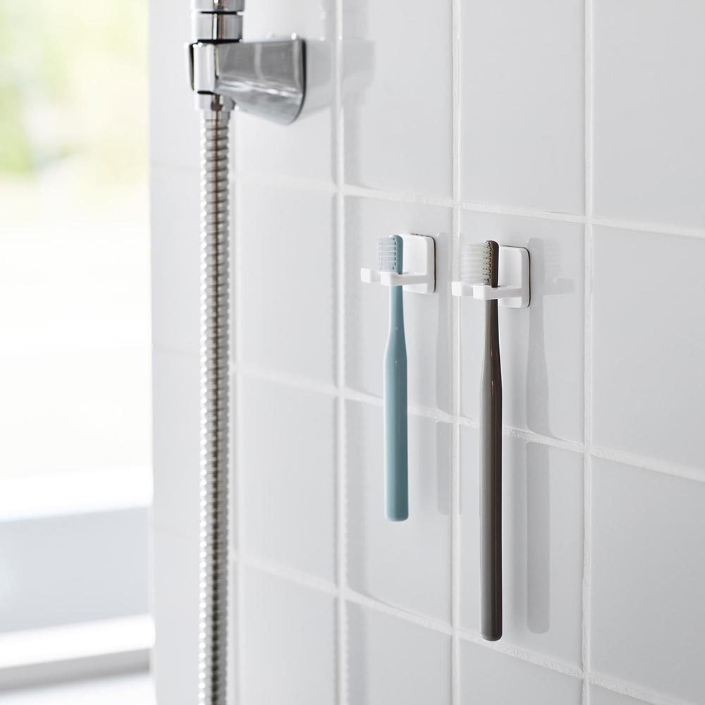 フィルムフック歯ブラシホルダー タワー シングル 2個組 山崎実業 tower 10033 10034 ホワイト ブラック