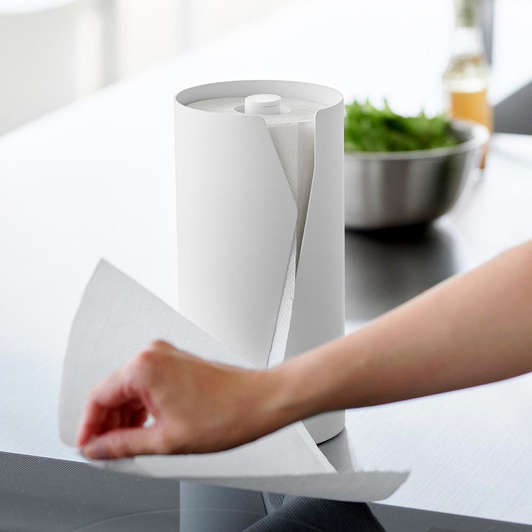 片手でカット隠せるキッチンペーパーホルダー タワー 縦タイプ 山崎実業 tower 10039 10040 ホワイト ブラック 送料無料
