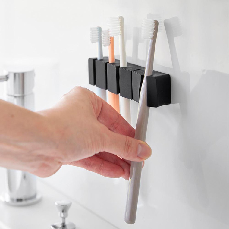 フィルムフックシリコーン歯ブラシホルダー タワー 5連 山崎実業 tower 10052 10053 ホワイト ブラック