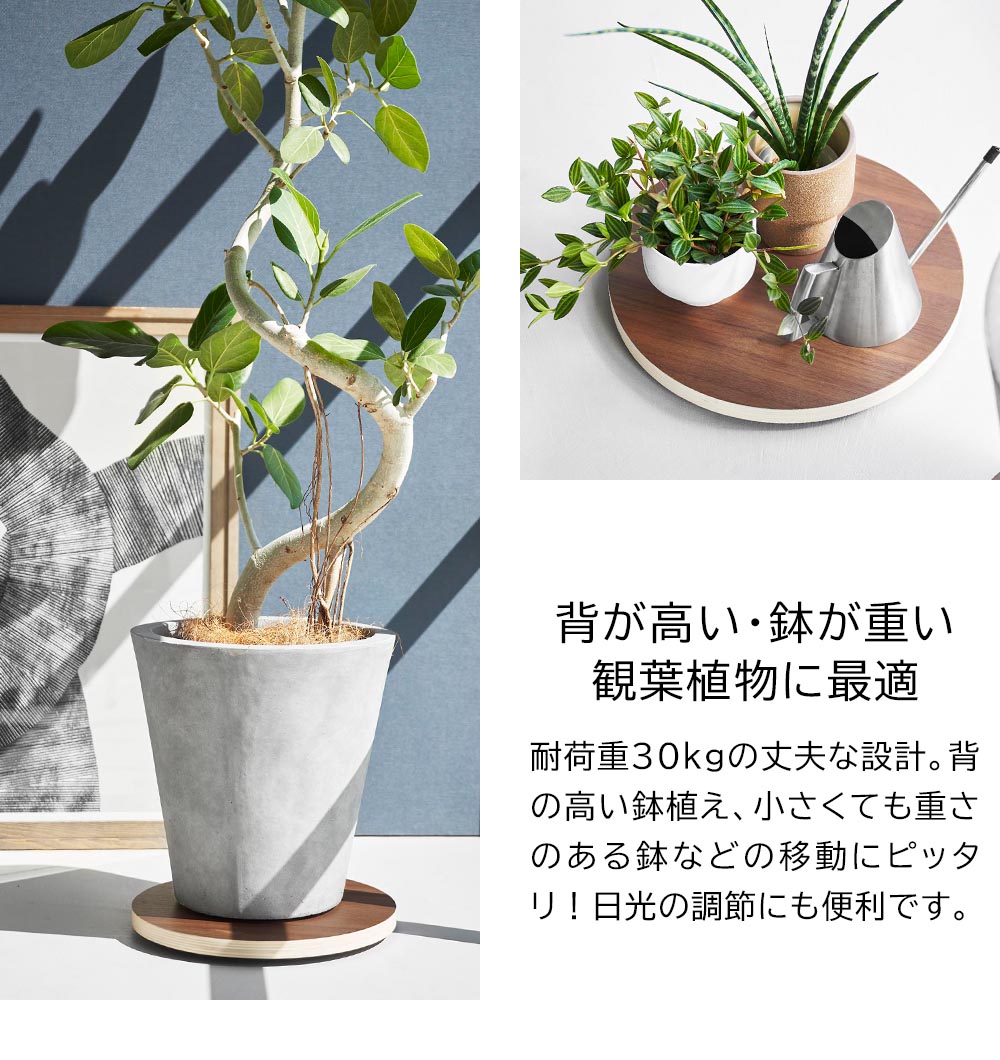 インテリア低台車 リン ラウンド 山崎実業 公式 RIN 10062 10063 ブラウン ナチュラル / 平台車 耐荷重30kg 送料無料