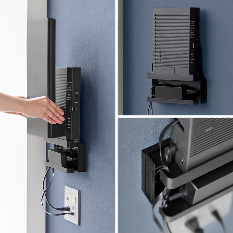 ウォール隠せるルーター収納 タワー Lサイズ 石こうボード壁対応 山崎実業 tower 10076 10077 ホワイト ブラック 送料無料