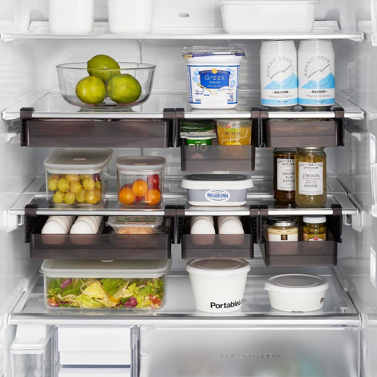 冷蔵庫中棚下高さ調節卵ラック タワー S 山崎実業 tower 10108 10109 ホワイト ブラック