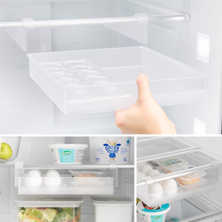 冷蔵庫中棚下高さ調節卵ラック タワー L 山崎実業 tower 10112 10113 ホワイト ブラック 送料無料