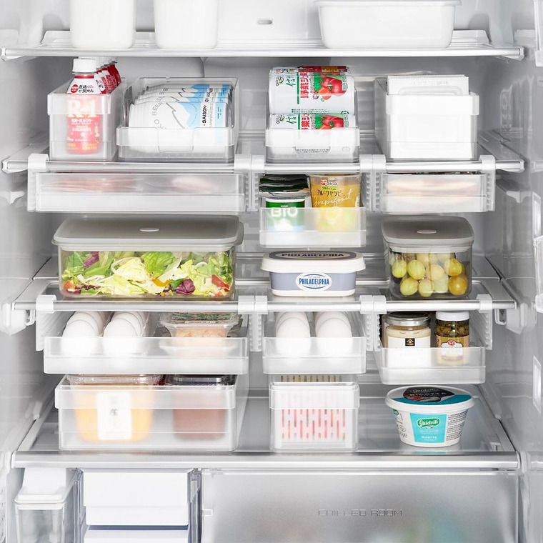 冷蔵庫中棚下高さ調節卵ラック タワー L 山崎実業 tower 10112 10113 ホワイト ブラック 送料無料