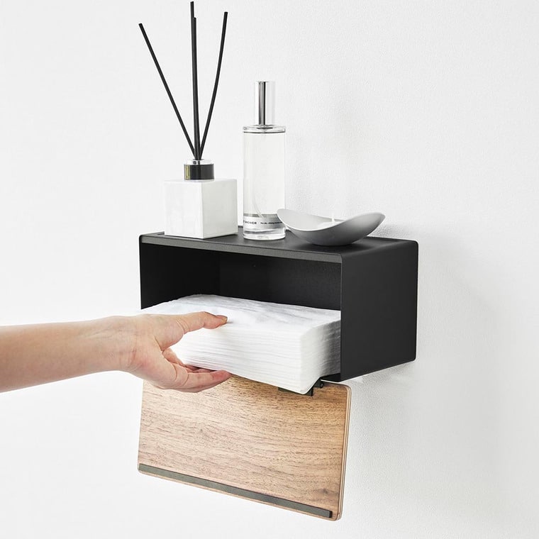 ウォールペーパータオルディスペンサー リン 石こうボード壁対応 山崎実業 公式 RIN 10114 10115 ブラウン ナチュラル 送料無料