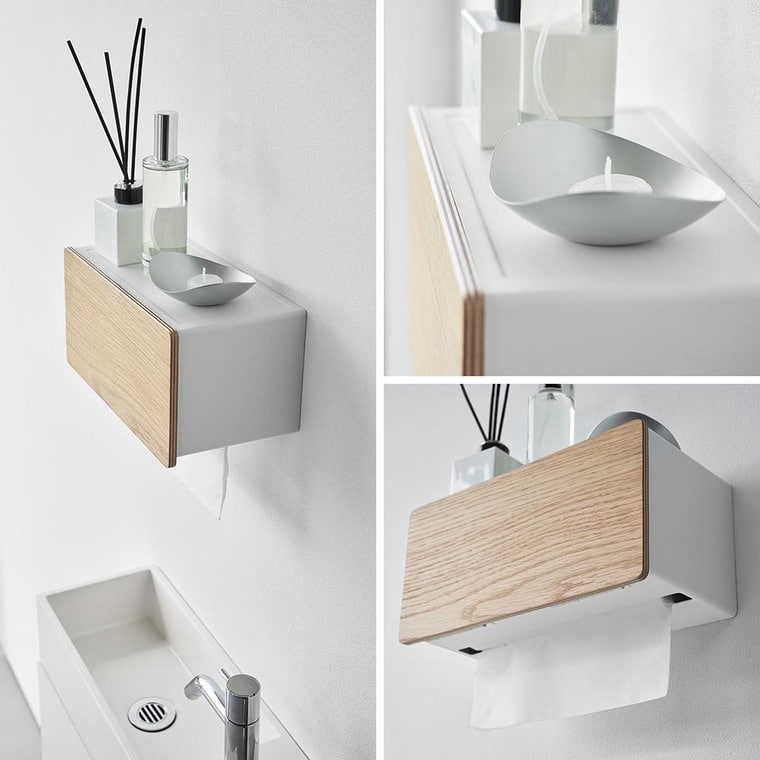 ウォールペーパータオルディスペンサー リン 石こうボード壁対応 山崎実業 公式 RIN 10114 10115 ブラウン ナチュラル 送料無料