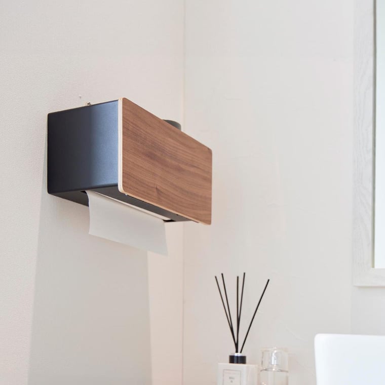 ウォールペーパータオルディスペンサー リン 石こうボード壁対応 山崎実業 公式 RIN 10114 10115 ブラウン ナチュラル 送料無料