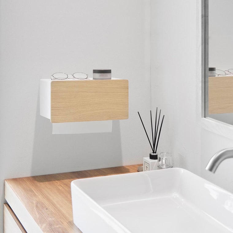 ウォールペーパータオルディスペンサー リン 石こうボード壁対応 山崎実業 公式 RIN 10114 10115 ブラウン ナチュラル 送料無料