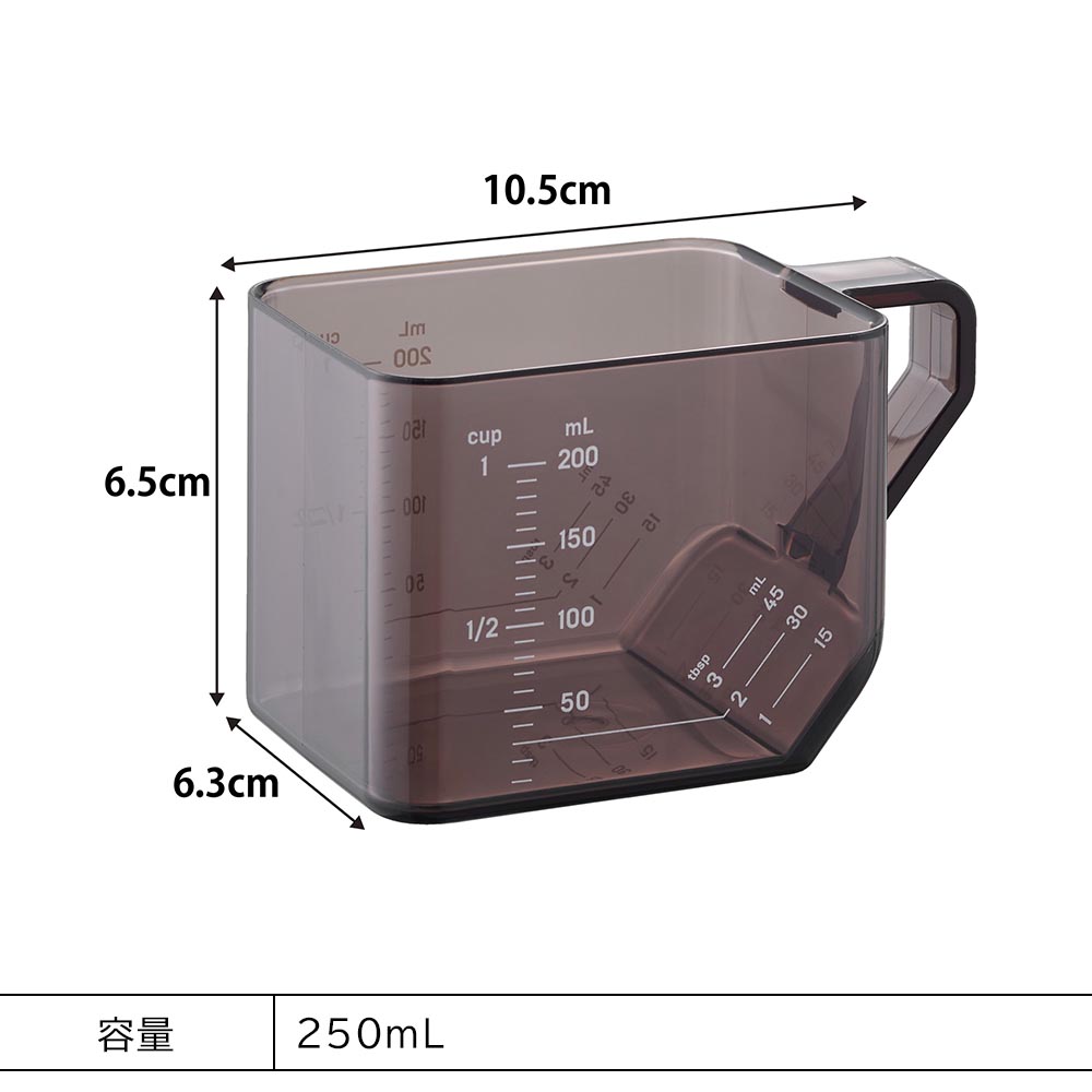 大さじも量れる計量カップ タワー 山崎実業 公式 tower 10143 10144 ホワイト ブラック / 200mL 大さじ 耐熱 食洗機対応 電子レンジ対応