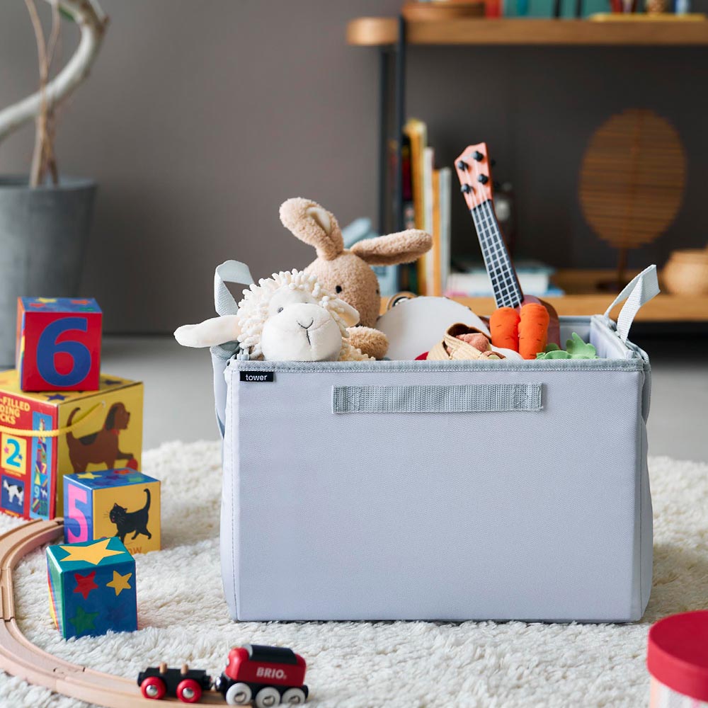 プレイマットにもなるおもちゃ収納 タワー 山崎実業 公式 tower 10169 ライトグレー 送料無料