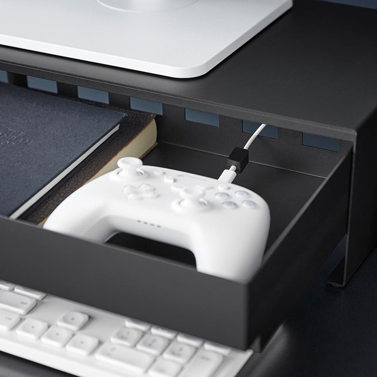 ゲームコントローラーも入る引き出し付きモニター台 タワー 山崎実業 公式 tower 10187 10188 ホワイト ブラック 送料無料