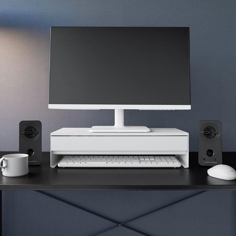 ゲームコントローラーも入る引き出し付きモニター台 タワー 山崎実業 公式 tower 10187 10188 ホワイト ブラック 送料無料