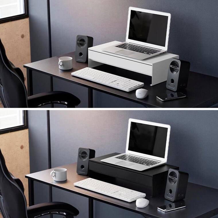 ゲームコントローラーも入る引き出し付きモニター台 タワー 山崎実業 公式 tower 10187 10188 ホワイト ブラック 送料無料