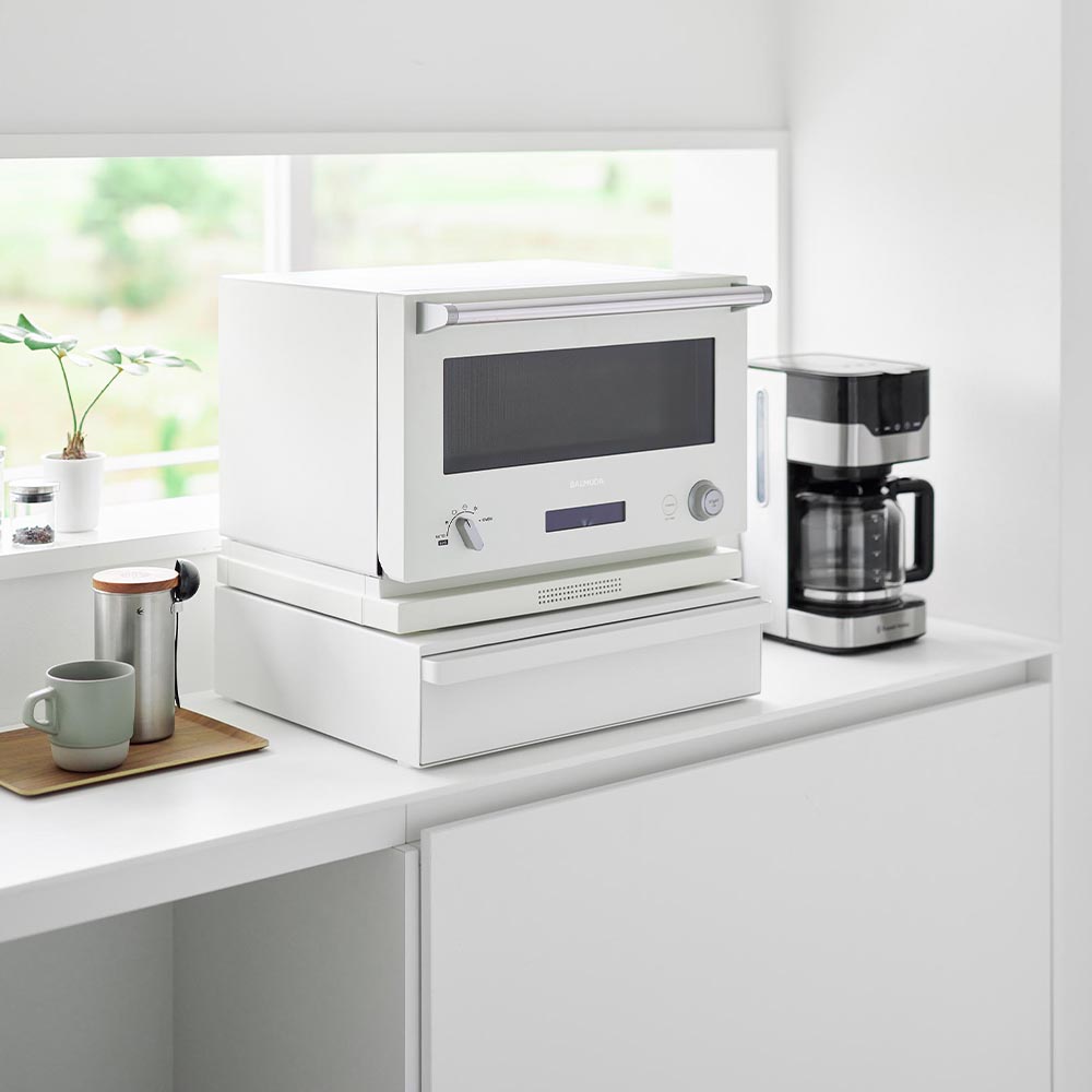 カセットコンロが入る家電下ラック タワー 1段 山崎実業 公式 tower 10197 10198 ホワイト ブラック 送料無料