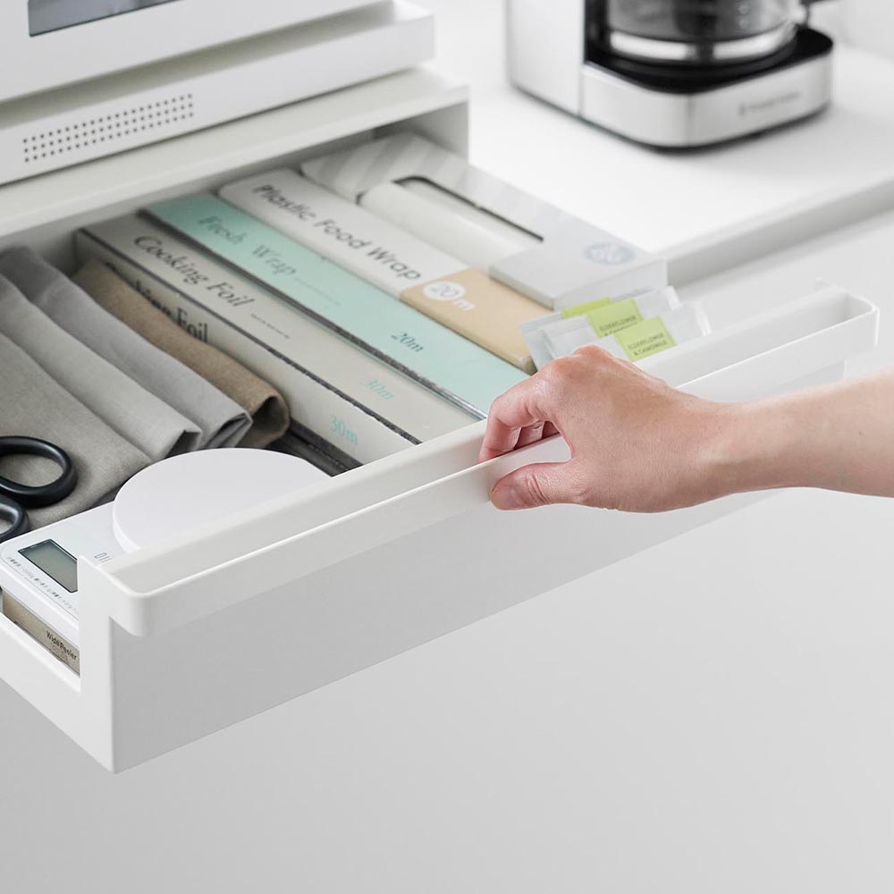 カセットコンロが入る家電下ラック タワー 1段 山崎実業 公式 tower 10197 10198 ホワイト ブラック 送料無料