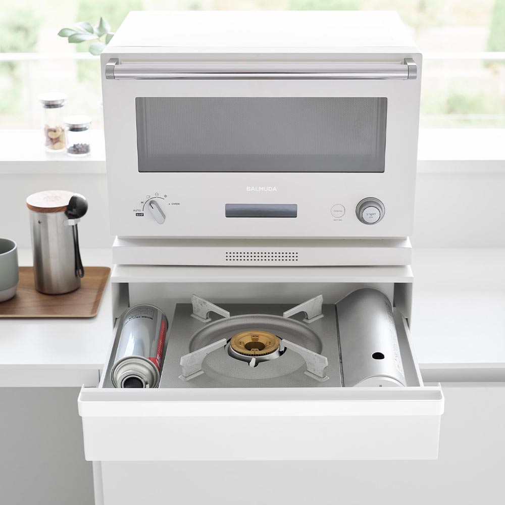 カセットコンロが入る家電下ラック タワー 1段 山崎実業 公式 tower 10197 10198 ホワイト ブラック 送料無料