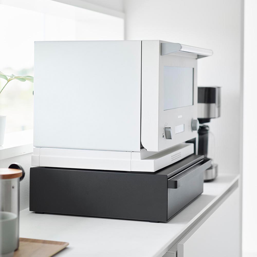 カセットコンロが入る家電下ラック タワー 1段 山崎実業 公式 tower 10197 10198 ホワイト ブラック 送料無料