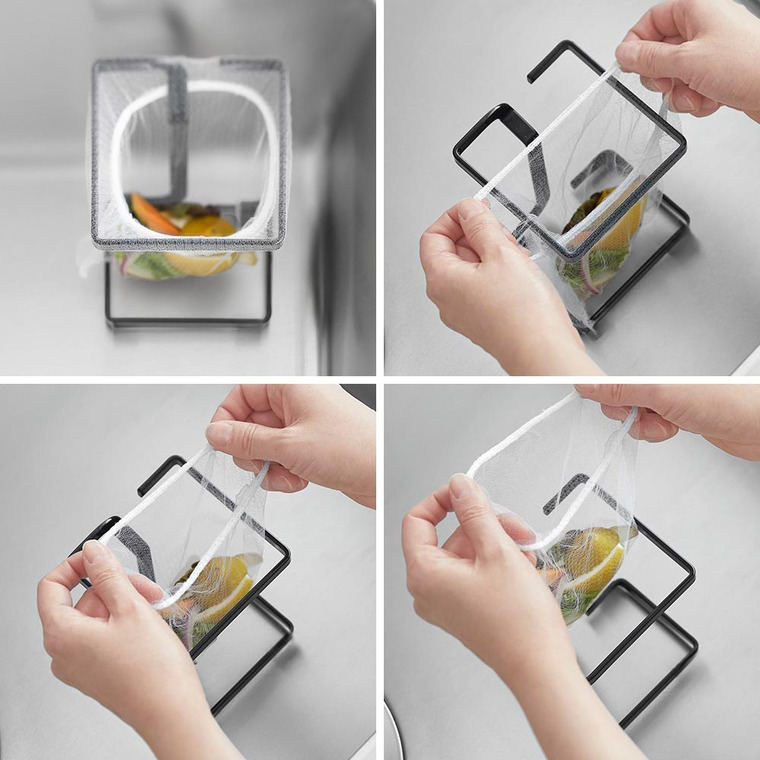 コーナーに置ける水切りネットホルダー タワー スクエア 山崎実業 公式 tower 10205 10206 ホワイト ブラック