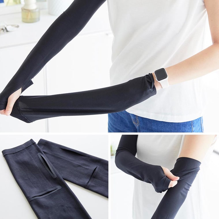 リバーシブルで使えるアームカバー タワー 山崎実業 公式 tower 10211 10212 ライトグレー ブラック / 時計が見える UV 冷感 UVカット 紫外線カット 接触冷感 UPF50+ 日焼け対策