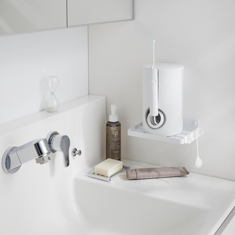 ウォールオーラルケア洗浄器収納ラック タワー 石こうボード壁対応 山崎実業 公式 tower 10221 10222 ホワイト ブラック