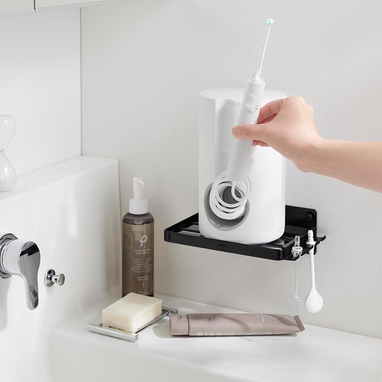 ウォールオーラルケア洗浄器収納ラック タワー 石こうボード壁対応 山崎実業 公式 tower 10221 10222 ホワイト ブラック