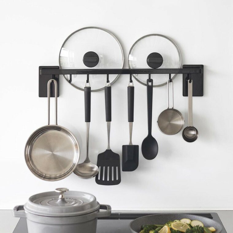 山崎実業 tower フィルムフック鍋蓋も収納できるキッチンツールバーフック付き タワー W55 公式 10412 10413 ホワイト ブラック 送料無料