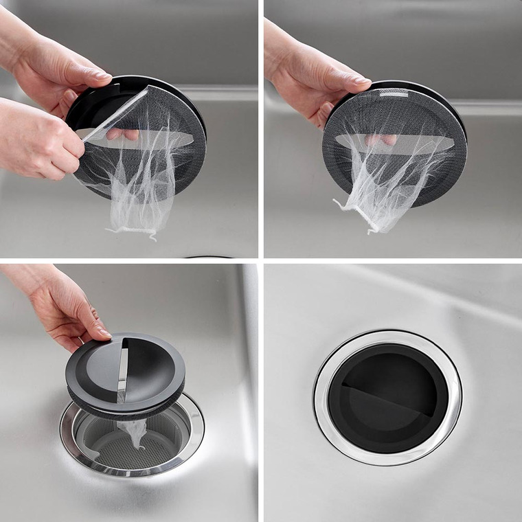 水切りネットホルダー付き排水口カバー タワー 山崎実業 公式 tower 1311 1312 ホワイト ブラック