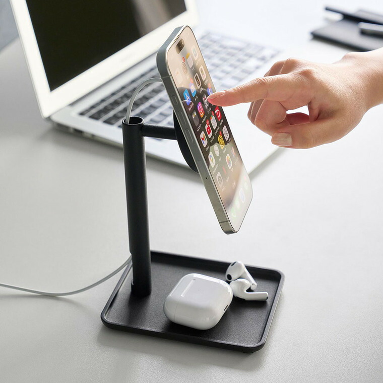 山崎実業 tower トレー付きスマートフォン充電スタンド タワー 公式 10088 10089 ホワイト ブラック