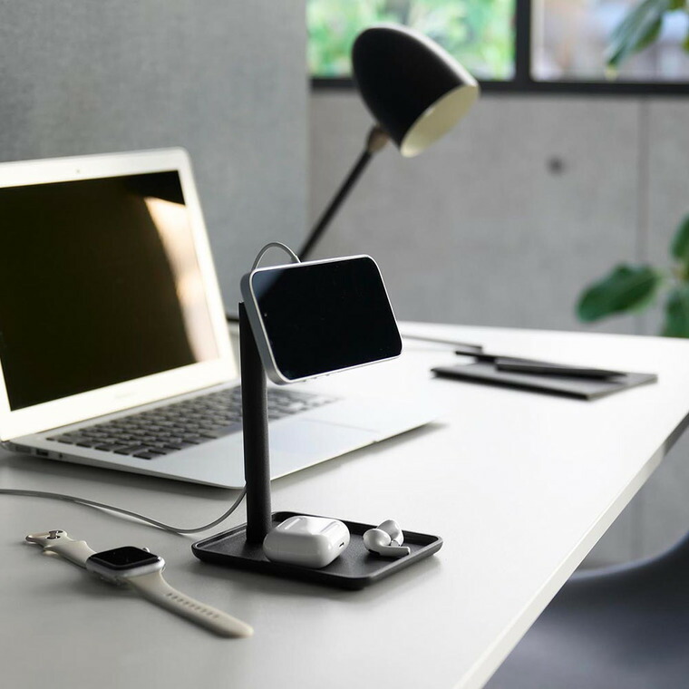 山崎実業 tower トレー付きスマートフォン充電スタンド タワー 公式 10088 10089 ホワイト ブラック